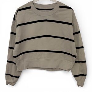 Lululemon Perfectly Oversized Cropped Crew Sweatshirt White Black Striped Size 6